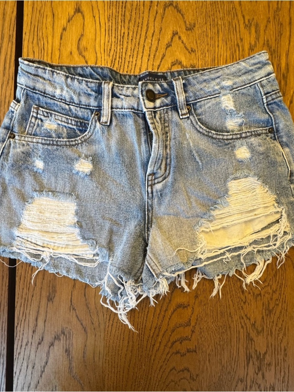 Angel Kiss‎ Distressed Light Blue Denim Women's Shorts Denim Collection Size 3